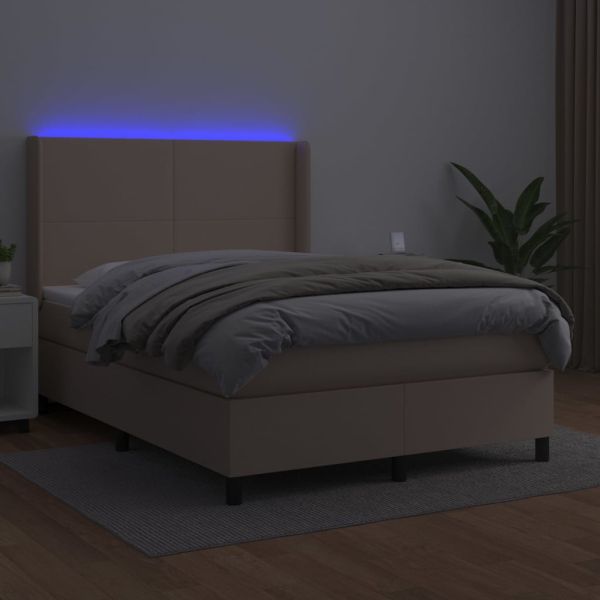 Боксспринг легло с матрак LED капучино 140x200 см