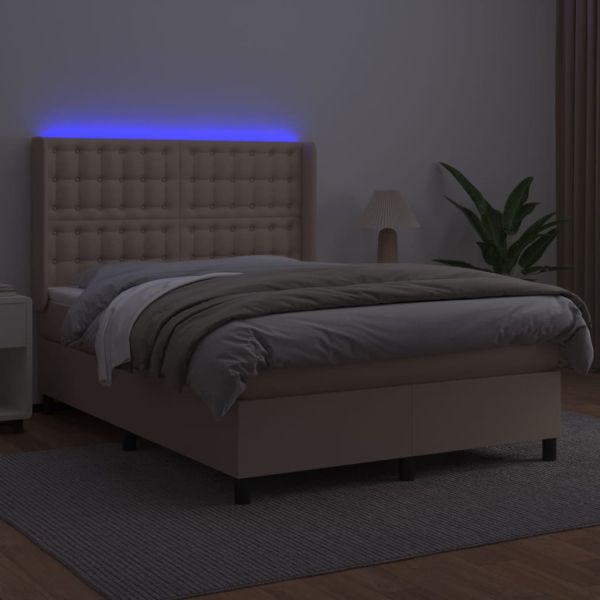 Боксспринг легло с матрак LED капучино 140x200 см