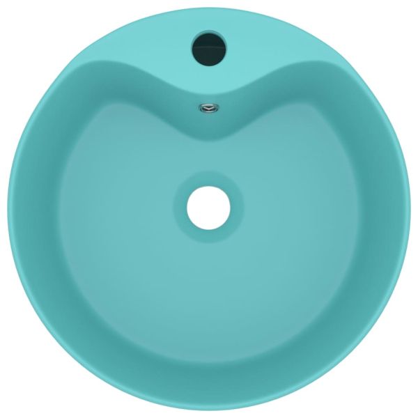 Луксозна мивка с преливник светлозелен мат 36x13см керамика