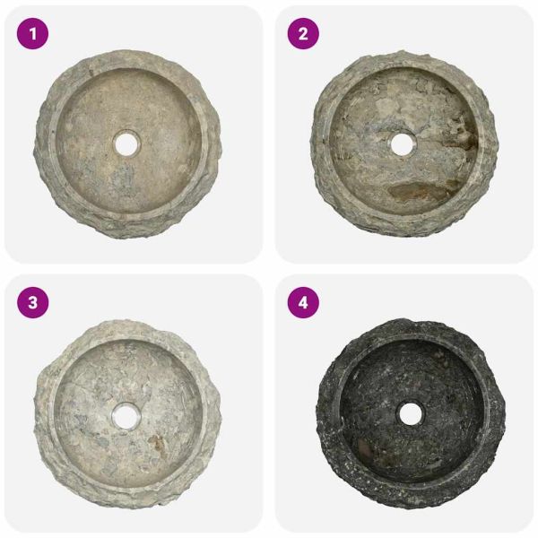 Сива мивка, Ø40x12 см, мрамор