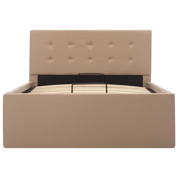 Легло с повдигащ механизъм капучино изкуствена кожа 90x200 cм