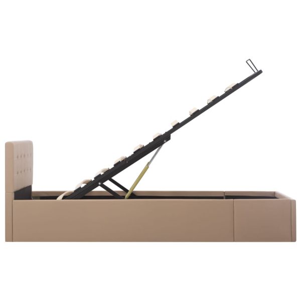 Легло с повдигащ механизъм капучино изкуствена кожа 90x200 cм