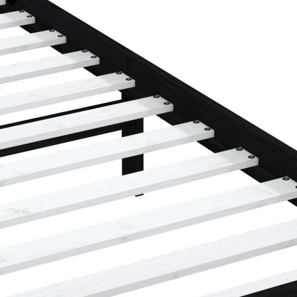 Рамка за легло, черна, бор масив, 100х200 см