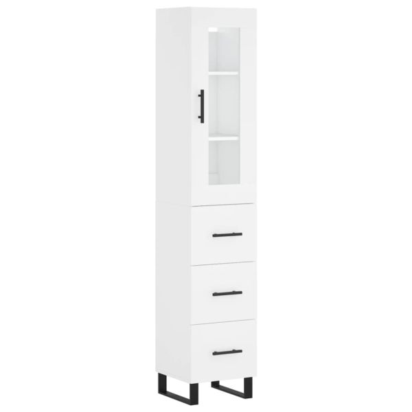 Висок шкаф, бял, 34,5x34x180 см, инженерно дърво
