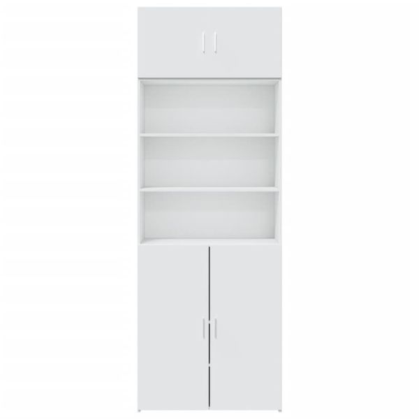 Шкаф за съхранение, бял, 80x42,5x225 см, инженерно дърво