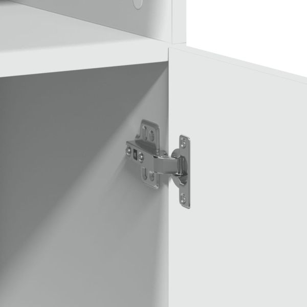 Шкаф за съхранение, бял, 80x42,5x225 см, инженерно дърво