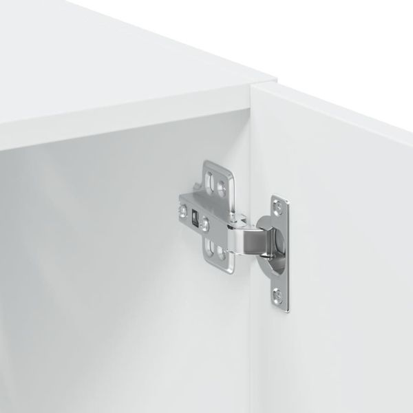 Шкаф за съхранение, бял, 80x42,5x225 см, инженерно дърво