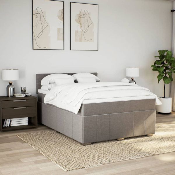 Боксспринг легло с матрак, таупе, 140x200 см, плат