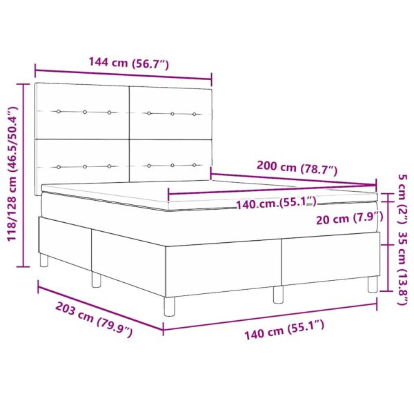 Легло с пружинирана основа с таблото Синьо 140 x 200 cm текстил