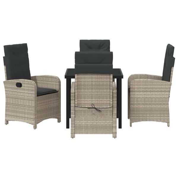 Комплект за хранене в градината 5 pcs Светлосиво полиратан