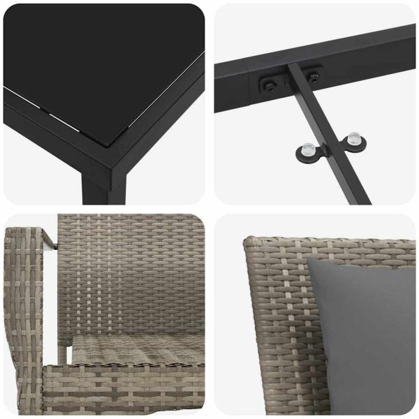 Комплект за хранене в градината 3 pcs Сив полиратан