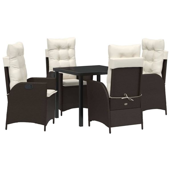 Комплект за хранене в градината 5 pcs Кафяво полиратан