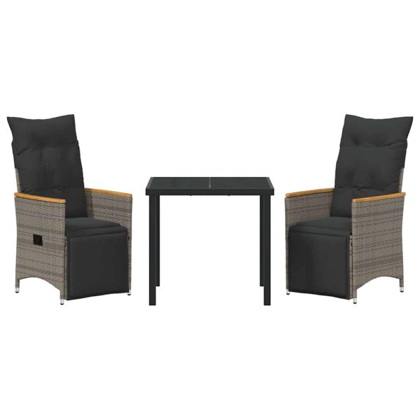 Комплект за хранене в градината 3 pcs Сив полиратан