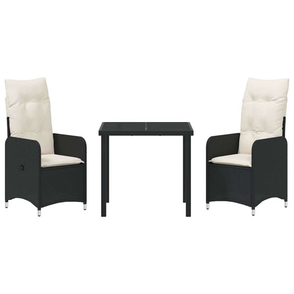 Комплект за хранене в градината 3 pcs Черно полиратан