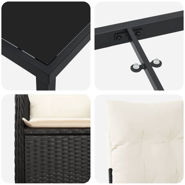 Комплект за хранене в градината 3 pcs Черно полиратан