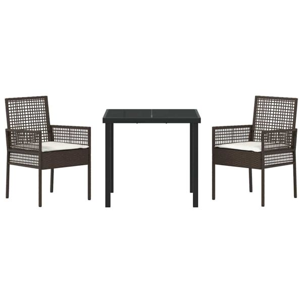 Комплект за хранене в градината 3 pcs Кафяво полиратан