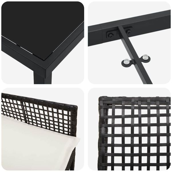 Комплект за хранене в градината 3 pcs Черно полиратан