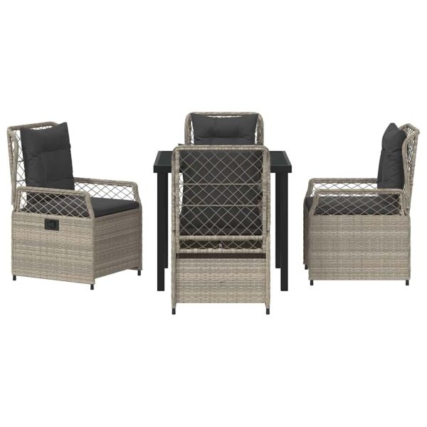 Комплект за хранене в градината 5 pcs Светлосиво полиратан