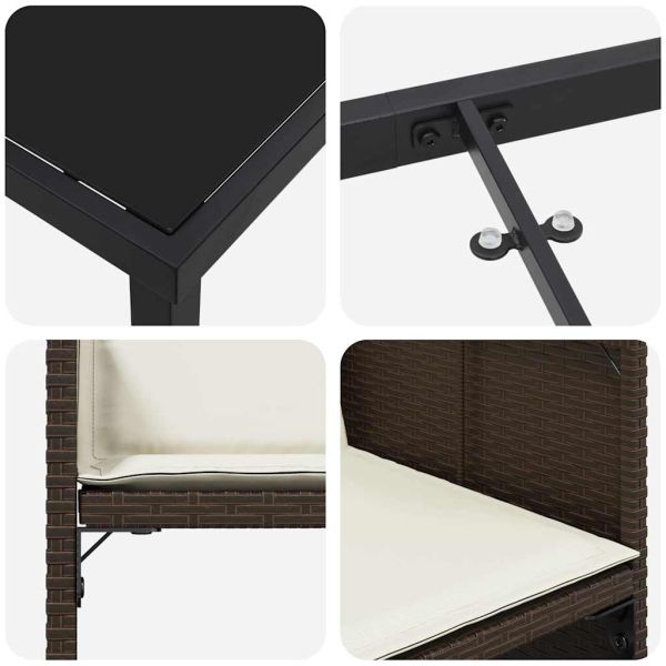 Комплект за хранене в градината 5 pcs Кафяво полиратан