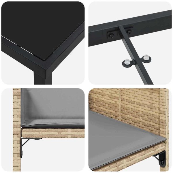 Комплект за хранене в градината 5 pcs Бежово полиратан