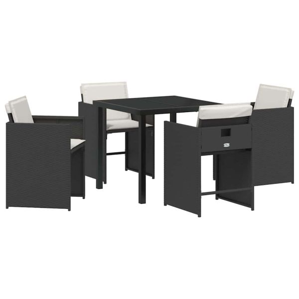 Комплект за хранене в градината 5 pcs Черно полиратан