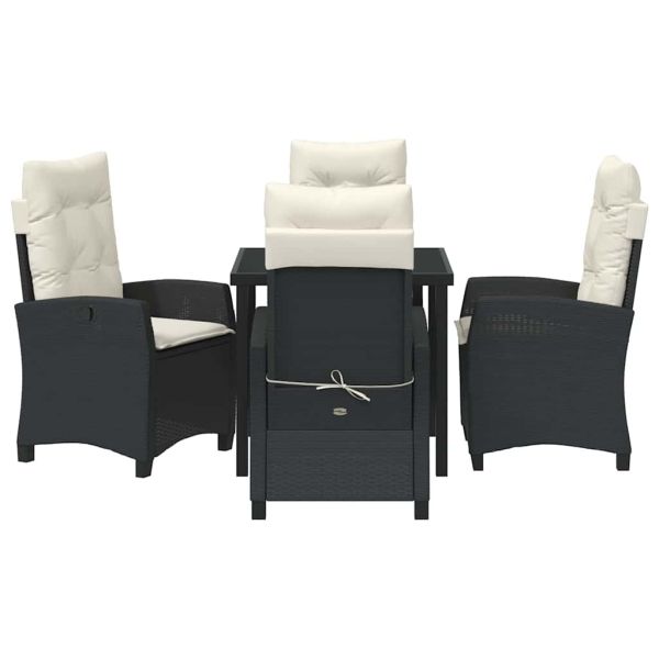 Комплект за хранене в градината 5 pcs Черно полиратан