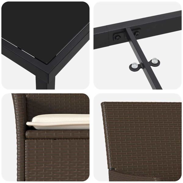 Комплект за хранене в градината 5 pcs Кафяво полиратан