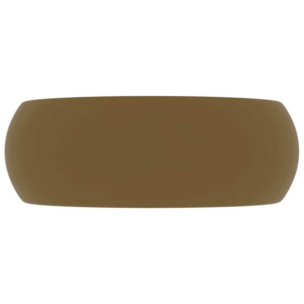 Луксозна кръгла мивка, матово кремава, 40x15 см, керамика