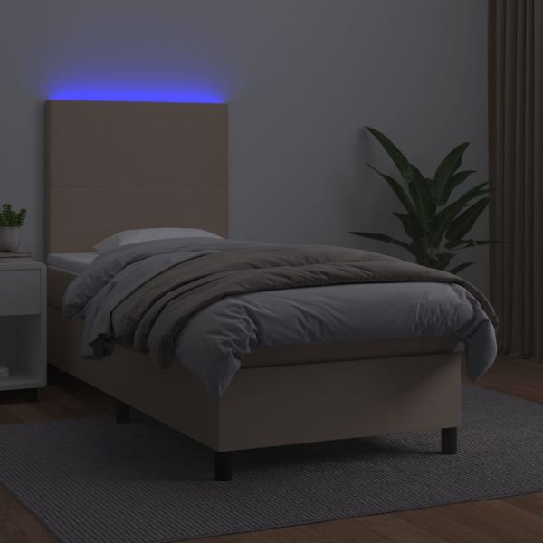 Боксспринг легло с матрак LED капучино 100x200 см