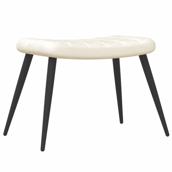 Стол за релакс с табуретка, кремавобял, кадифе