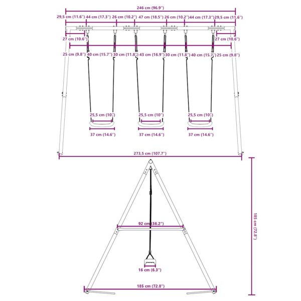 Външен комплект люлка с 3 люлки