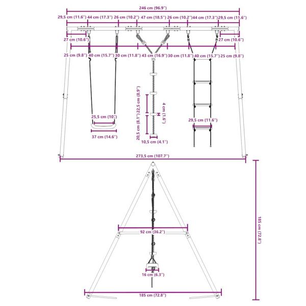Външен комплект с люлка седалка, стълба и люлка с дискове
