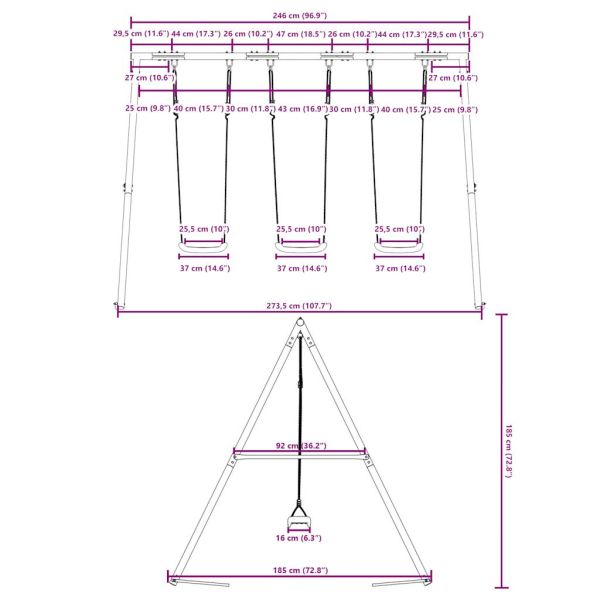 Външен комплект люлка с 3 люлки