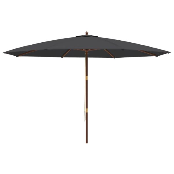 Градински чадър с дървен прът, черен, 400x273 см