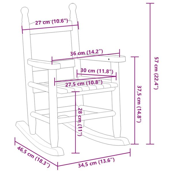Люлеещ се стол за деца, бял, масивна топола