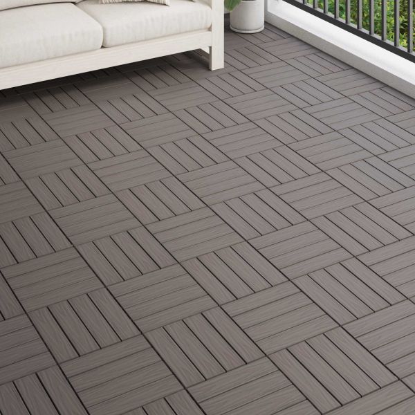 Плочка за decking 3D дизайн 11 бр. Тъмен кафяв 30 x 30 cm WPC