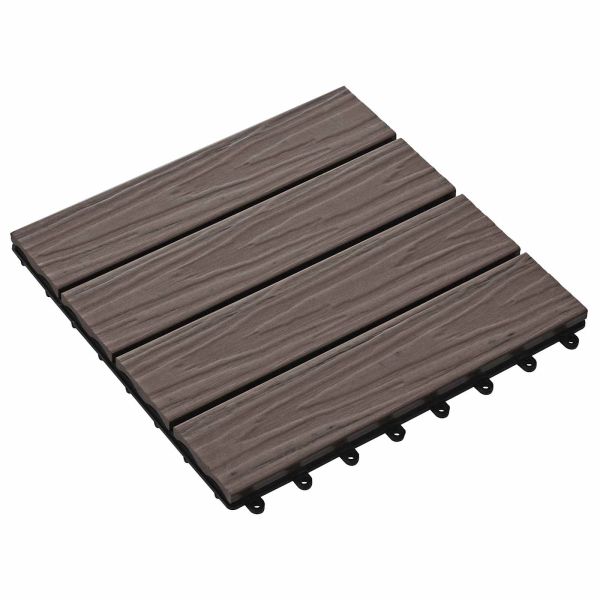 Плочка за decking 3D дизайн 11 бр. Тъмен кафяв 30 x 30 cm WPC