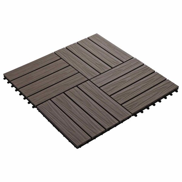 Плочка за decking 3D дизайн 11 бр. Тъмен кафяв 30 x 30 cm WPC