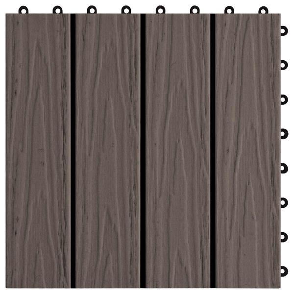 Плочка за decking 3D дизайн 11 бр. Тъмен кафяв 30 x 30 cm WPC