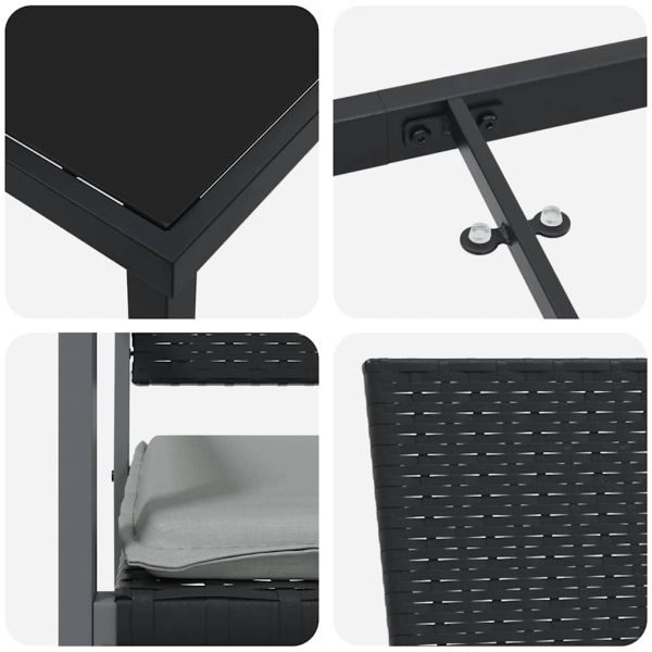 Комплект за хранене в градината 5 pcs Черен и Светло Сив