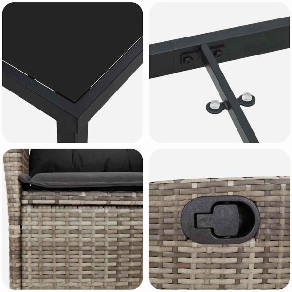 Комплект за хранене в градината 5 pcs Сив полиратан