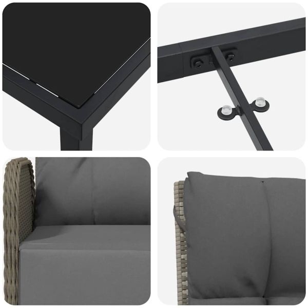 Комплект за хранене в градината 3 pcs Сив полиратан