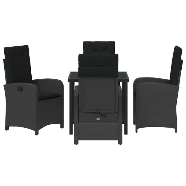 Комплект за хранене в градината 5 pcs Черно полиратан