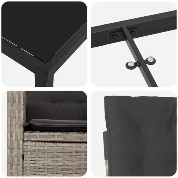 Комплект за хранене в градината 3 pcs Светлосиво полиратан