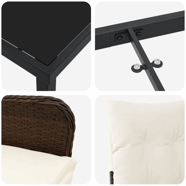 Комплект за хранене в градината 5 pcs Кафяво полиратан