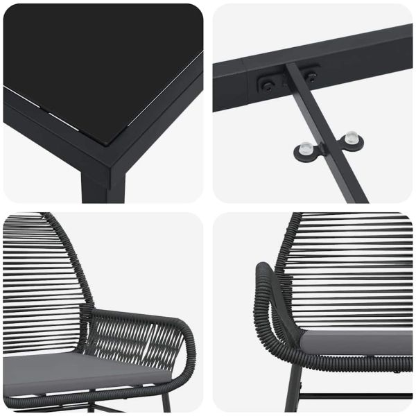 Комплект за хранене в градината 3 pcs Черно полиратан