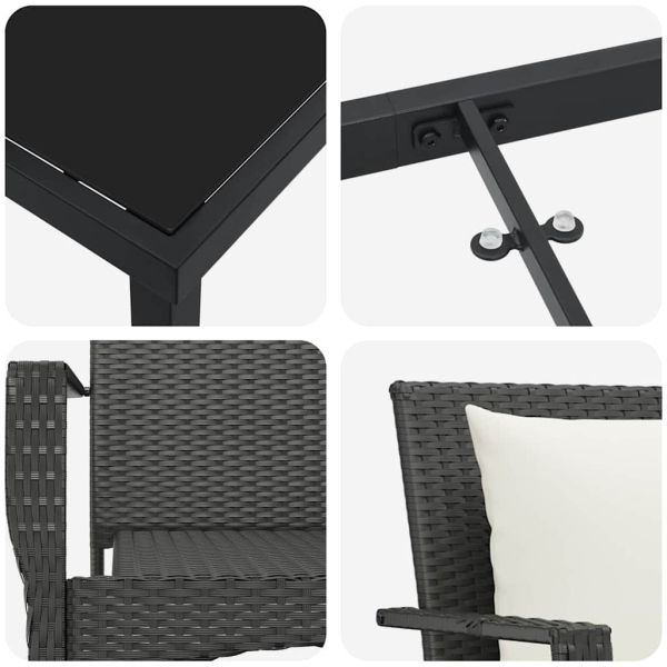 Комплект за хранене в градината 5 pcs Черно полиратан