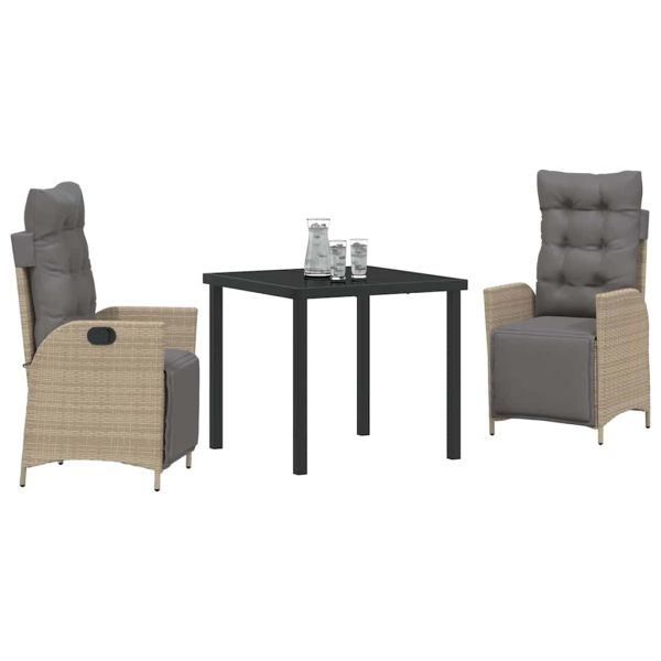 Комплект за хранене в градината 3 pcs Бежово полиратан