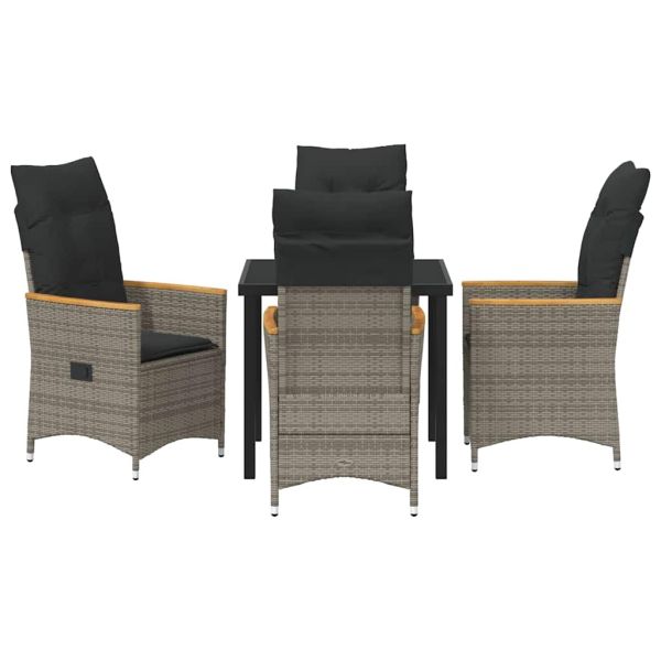 Комплект за хранене в градината 5 pcs Сив полиратан