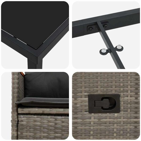 Комплект за хранене в градината 5 pcs Сив полиратан